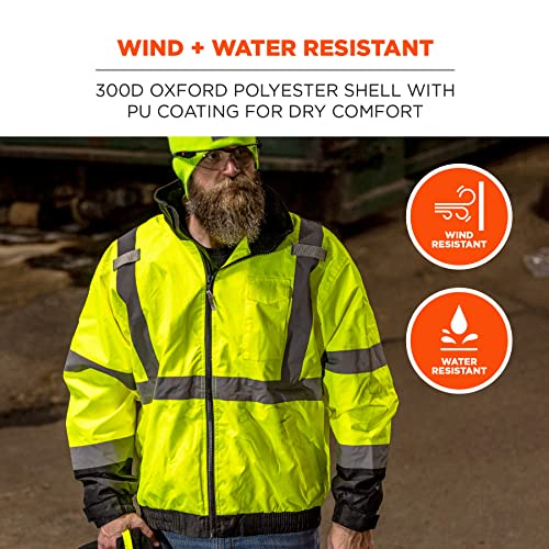 Ergodyne Unisex-Adult 3-in-1 Hi Vis Winter Bomber Jacket, Lime, Medium US - Image 3