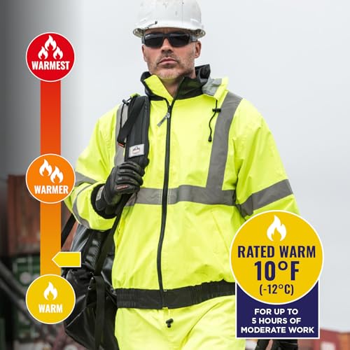 Ergodyne Unisex-Adult 3-in-1 Hi Vis Winter Bomber Jacket, Lime, Medium US - Image 2