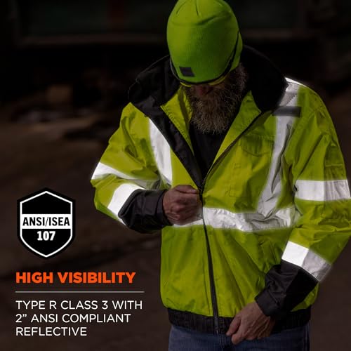Ergodyne Unisex-Adult 3-in-1 Hi Vis Winter Bomber Jacket, Lime, Medium US - Image 5