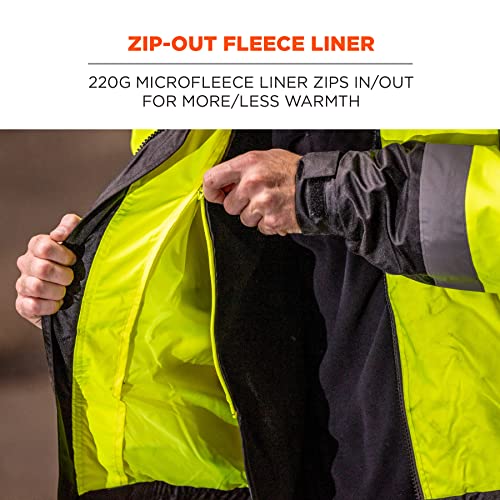 Ergodyne Unisex-Adult 3-in-1 Hi Vis Winter Bomber Jacket, Lime, Medium US - Image 4