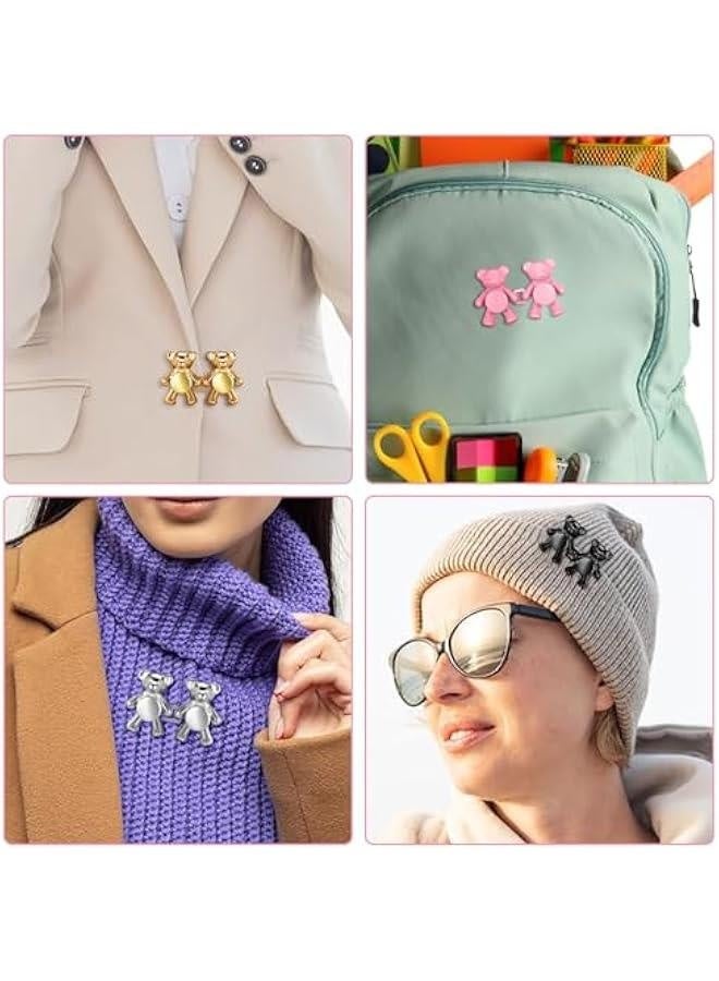 4 Set Pant Waist Tightener, Cute Bear Pants Clips Jean ons Adjustable Waist Buckle Set No Sew and No Tools on Pins to Tighten Waist for Women Girl Pants Dress Jeans Skirts Sleeves - Image 4