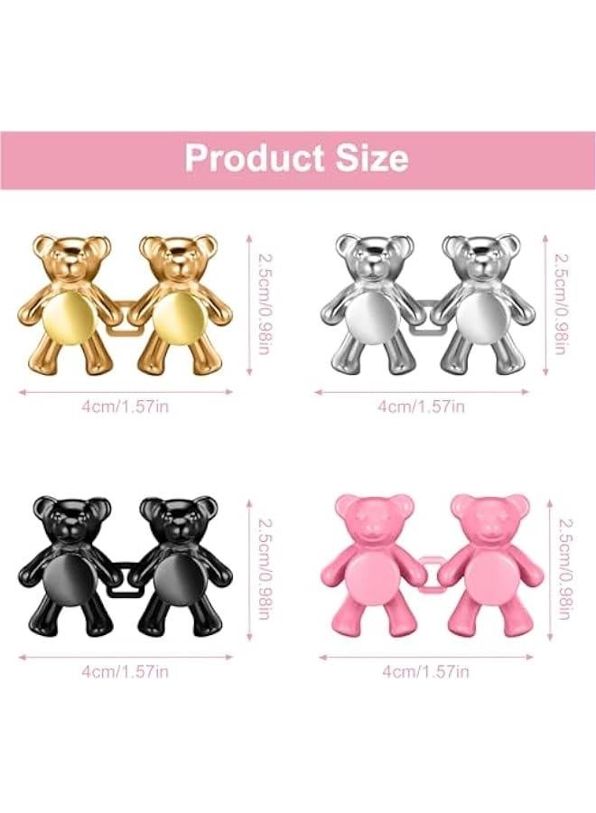 4 Set Pant Waist Tightener, Cute Bear Pants Clips Jean ons Adjustable Waist Buckle Set No Sew and No Tools on Pins to Tighten Waist for Women Girl Pants Dress Jeans Skirts Sleeves - Image 5