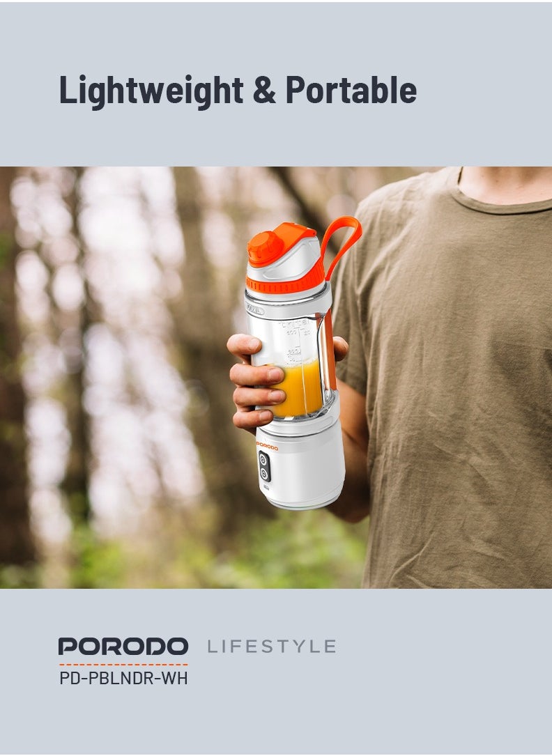 porodo - 240W Power Juicer Dual Spin Clockwise & Reverse Portable Rechargeable Blender 700ml / Stainless Steel Blade Portable Blender / ABS Base / 3 Hours Charging Time - White - Image 1