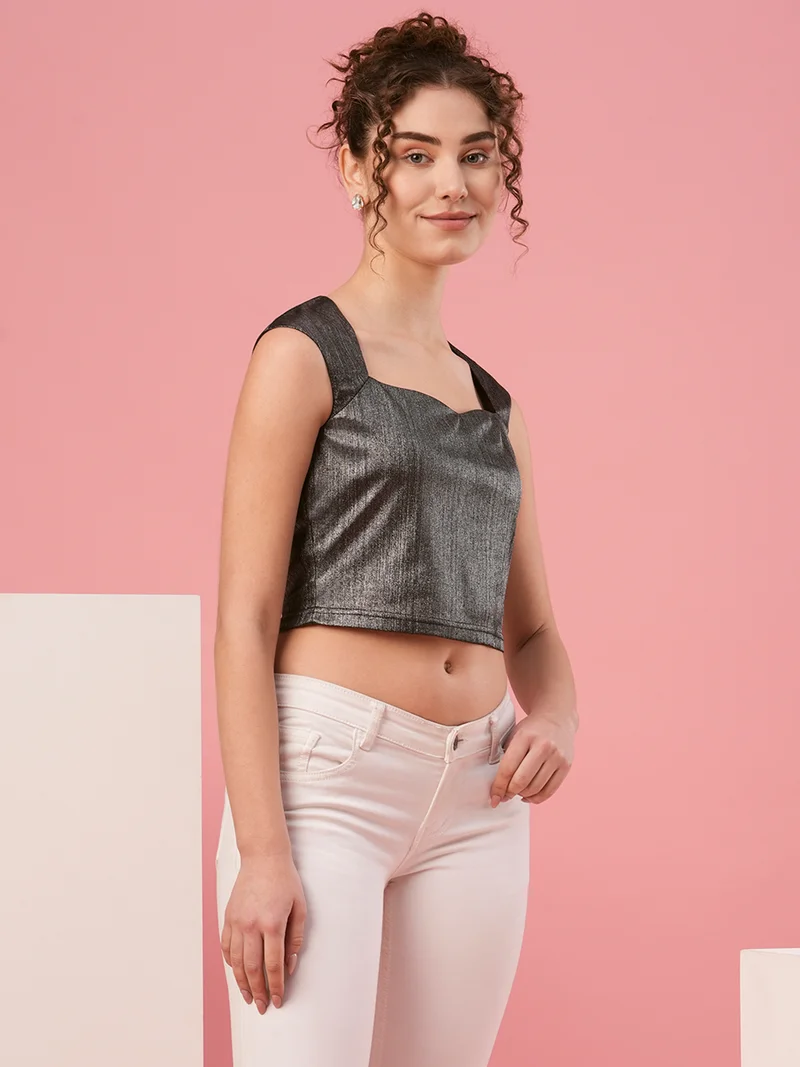 globus Globus Women Sweetheart Neck Party Crop Top