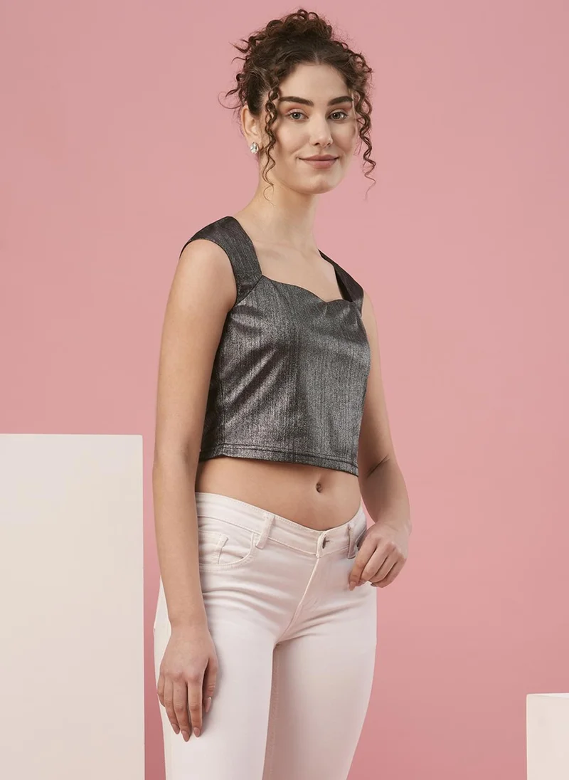 globus Globus Women Sweetheart Neck Party Crop Top