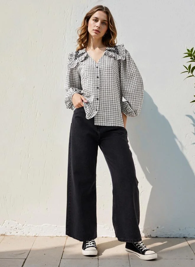 لي كوبر لي كوبر بلوزة مزينة ومقلمة