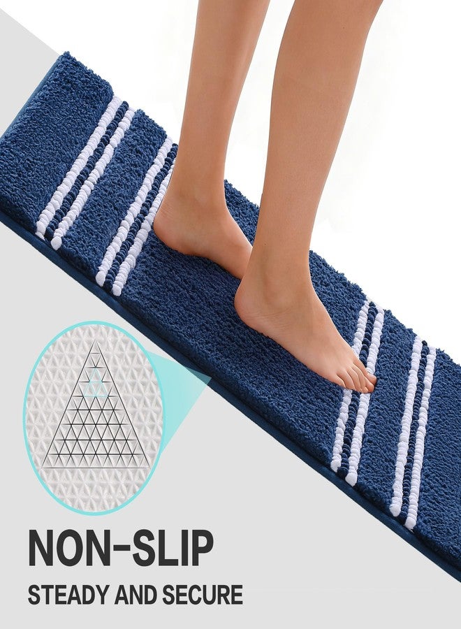 Kmson Bathroom Rugs Mat, 17"x24" Ultra Soft Washable Shaggy Chenille Bath Rugs, Non-Slip Fluffy Thick Water Absorbent Microfiber Mat for Bathtub, Sink and Shower, Navy Blue - Image 4