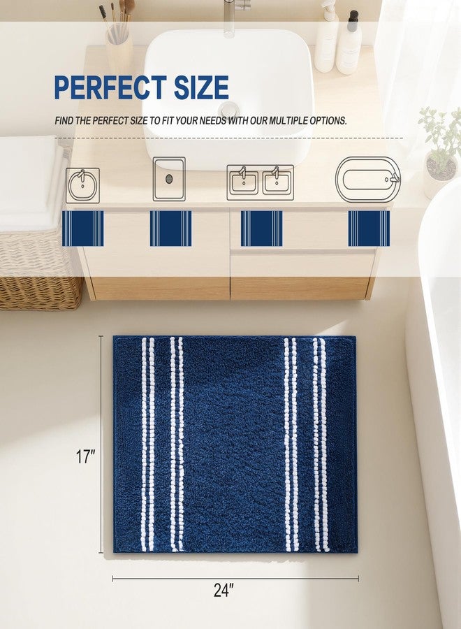 Kmson Bathroom Rugs Mat, 17"x24" Ultra Soft Washable Shaggy Chenille Bath Rugs, Non-Slip Fluffy Thick Water Absorbent Microfiber Mat for Bathtub, Sink and Shower, Navy Blue - Image 2