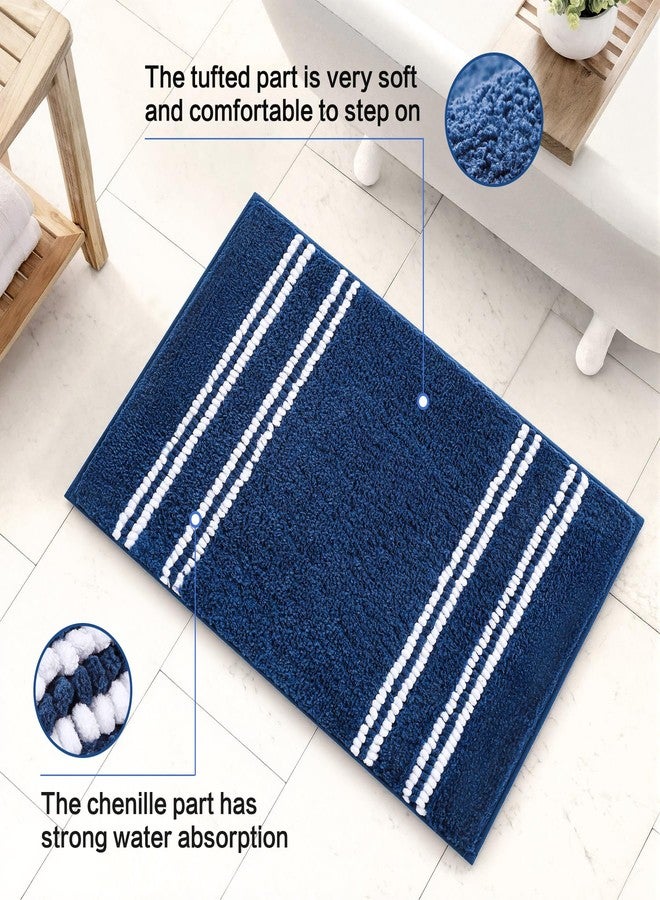 Kmson Bathroom Rugs Mat, 17"x24" Ultra Soft Washable Shaggy Chenille Bath Rugs, Non-Slip Fluffy Thick Water Absorbent Microfiber Mat for Bathtub, Sink and Shower, Navy Blue - Image 3