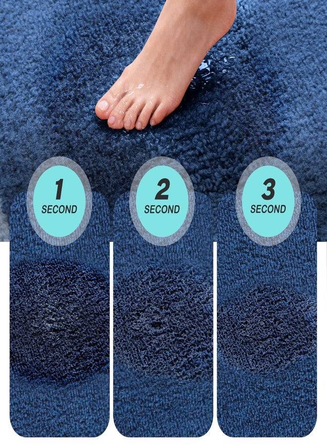Kmson Bathroom Rugs Mat, 17"x24" Ultra Soft Washable Shaggy Chenille Bath Rugs, Non-Slip Fluffy Thick Water Absorbent Microfiber Mat for Bathtub, Sink and Shower, Navy Blue - Image 5