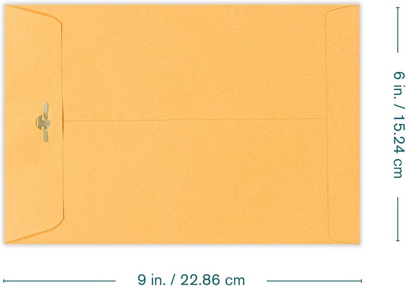 EnDoc 6x9 Clasp Envelopes – 100 Pack Brown Kraft Catalog Envelopes with Clasp Closure & Gummed Seal – 28lb Heavyweight Paper Mailing Manila Envelopes for Home, Office, Business, Legal or School - Image 2