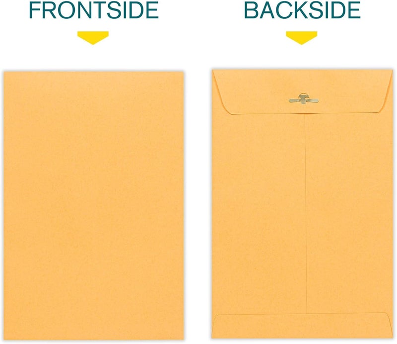 EnDoc 6x9 Clasp Envelopes – 100 Pack Brown Kraft Catalog Envelopes with Clasp Closure & Gummed Seal – 28lb Heavyweight Paper Mailing Manila Envelopes for Home, Office, Business, Legal or School - Image 3