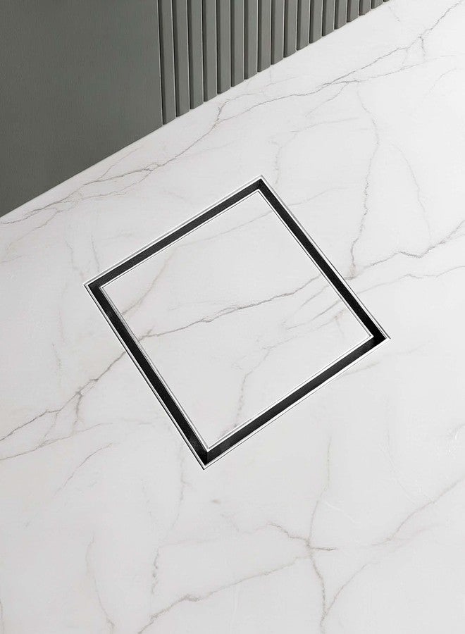 Lipka Tile Insert Floor Drain | 5 x 5 Inches | Premium Grade Stainless Steel Invisible Shower Drain Channel | Waste Water Floor Drain for 13mm Tile with Cockroach Trap | Square Tile Insert Floor Drain - Image 1