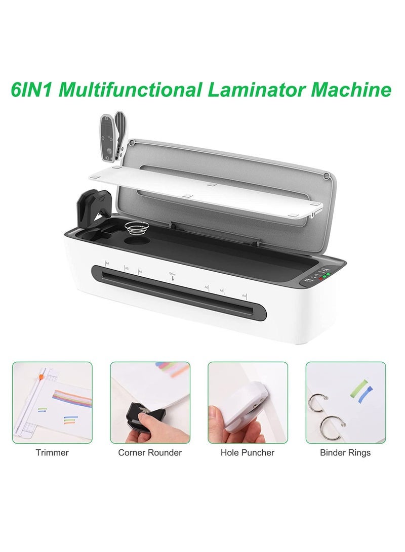 Laminator Machine Set, Laminating Machine for A4/A5/A6, 9 Inches Max Width Thermal Laminator, Quick Warm-Up, Cold and Hot Laminating, with Paper Trimmer Corner Rounder 12 Laminating Pouches - Image 3