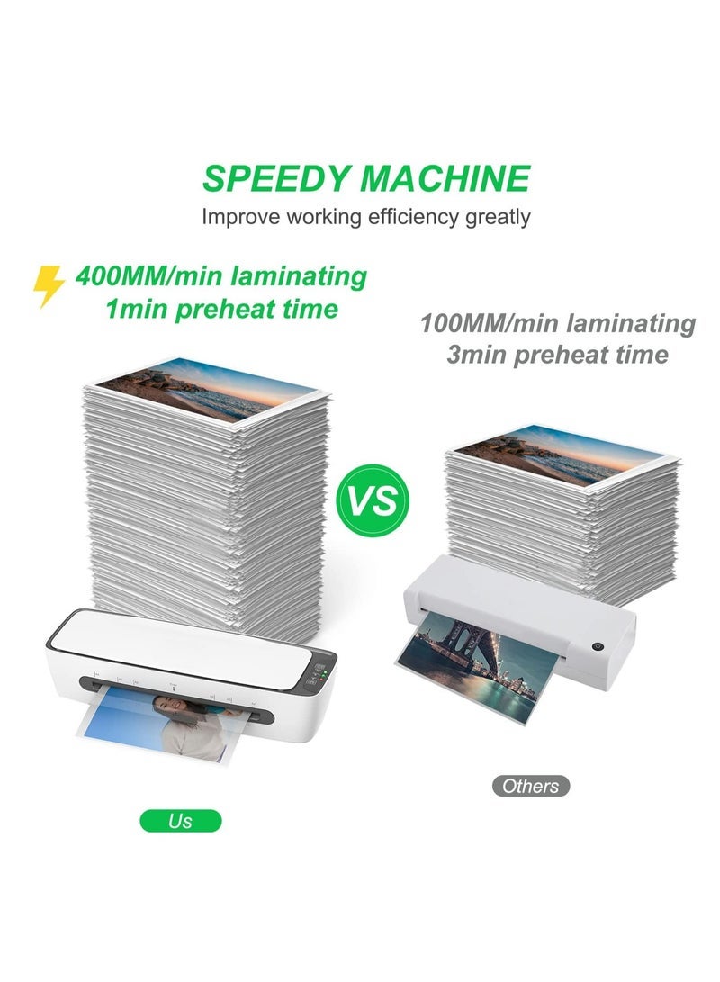 Laminator Machine Set, Laminating Machine for A4/A5/A6, 9 Inches Max Width Thermal Laminator, Quick Warm-Up, Cold and Hot Laminating, with Paper Trimmer Corner Rounder 12 Laminating Pouches - Image 4
