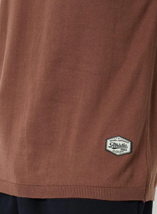 Styli Styli Men Brown Round Neck Flat Knit T-Shirt