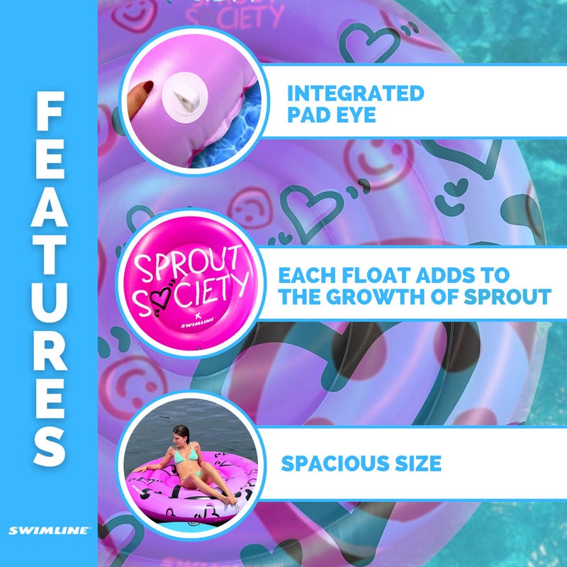 SWIMLINE Original 90510 Sprout Society Heart Island Pool Float for Adults Kids 63 Inch Inflatable Floating Lounger Mat for Pool Lake Ocean | Mental Health Org Collaboration Float for A Good Cause - Image 3