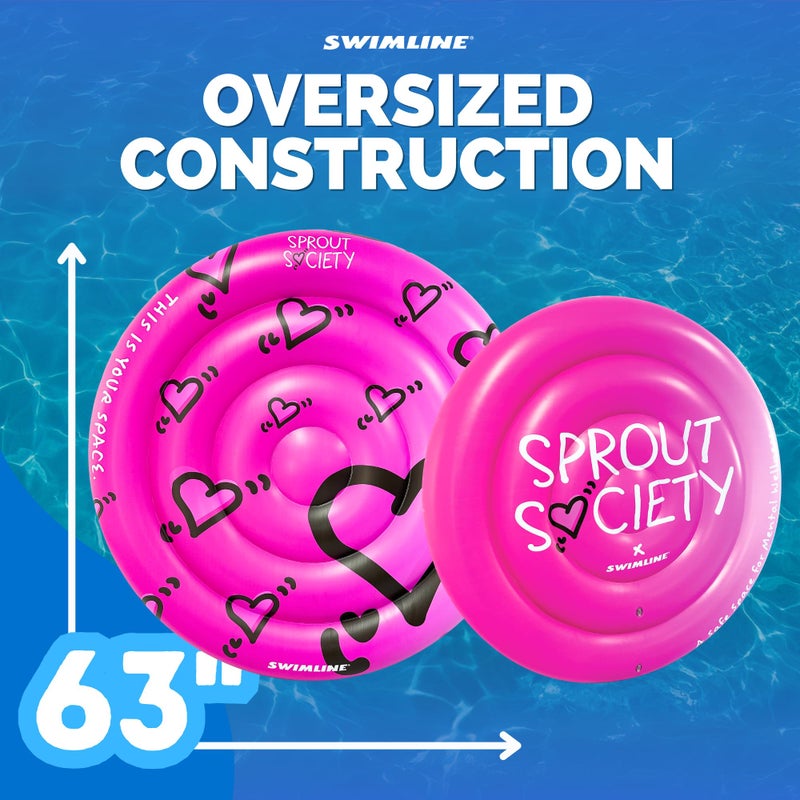 SWIMLINE Original 90510 Sprout Society Heart Island Pool Float for Adults Kids 63 Inch Inflatable Floating Lounger Mat for Pool Lake Ocean | Mental Health Org Collaboration Float for A Good Cause - Image 5