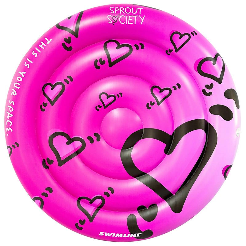 SWIMLINE Original 90510 Sprout Society Heart Island Pool Float for Adults Kids 63 Inch Inflatable Floating Lounger Mat for Pool Lake Ocean | Mental Health Org Collaboration Float for A Good Cause - Image 1