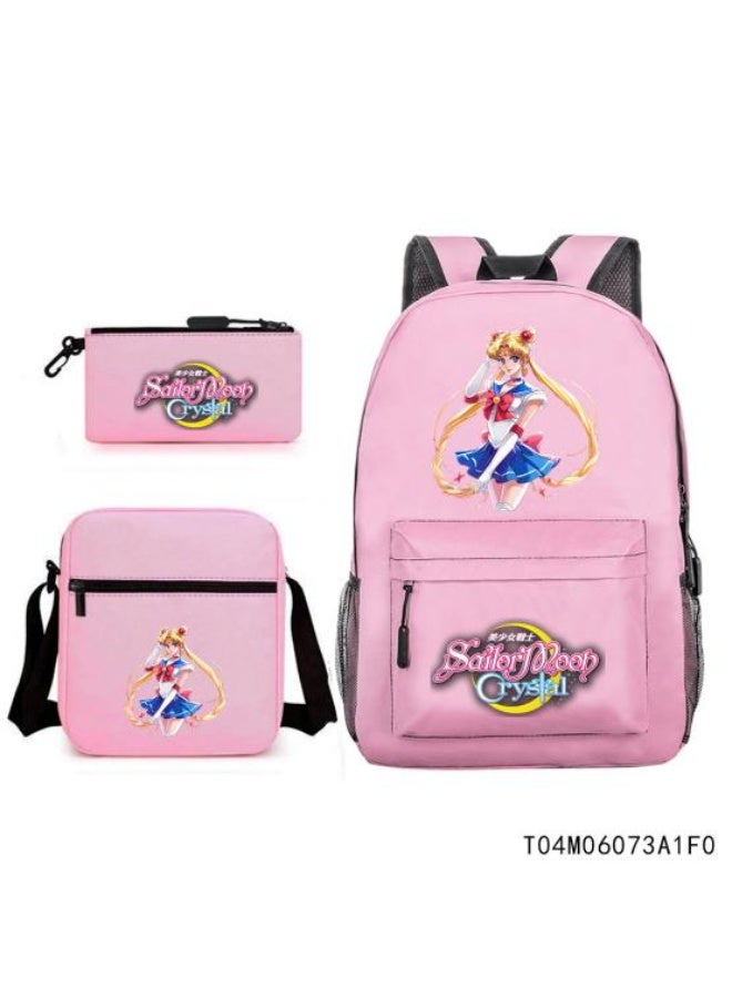 Exquisite animation-style backpack three-piece set, full of design, super storage to help travel - 414 - Image 1