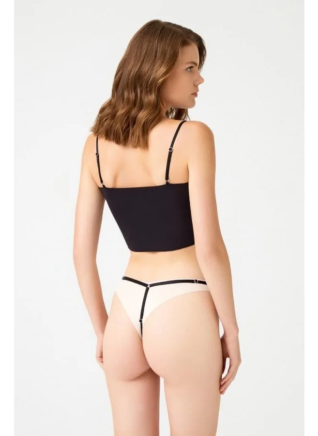 كوتن هيل Satin Open Private Area Adjustable Elastic Women's String Panties 3-Pack