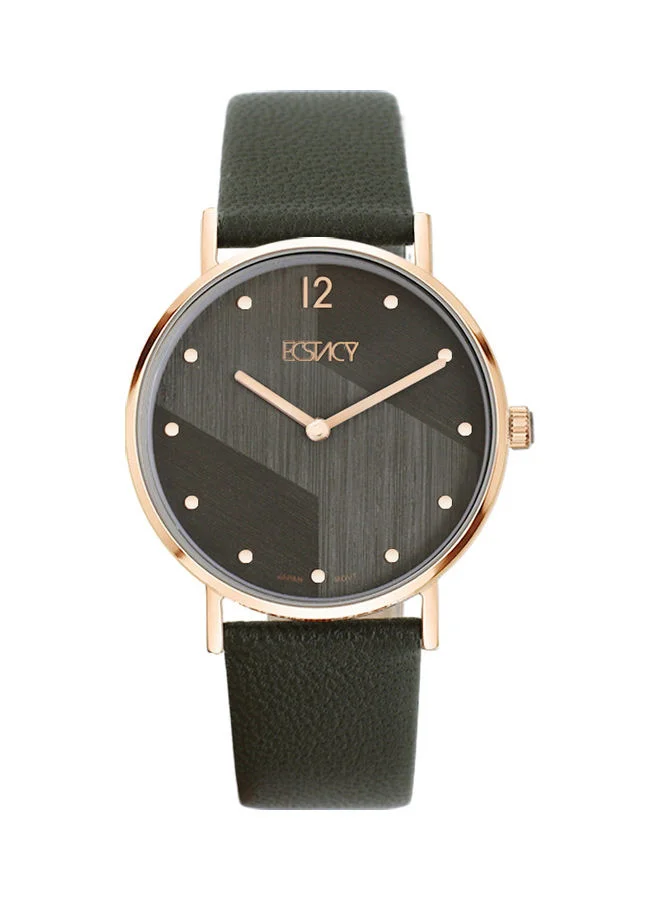 ECSTACY Ecstacy Women's Japan Quartz Movement Watch, Analog Display and Leather Strap - E20505-RLHX, Green