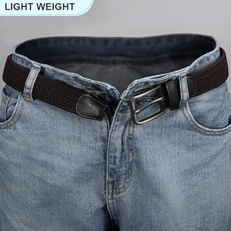 Braided Elastic Stretch Men Belt: 43.3" Long 1.375" Wide Casual Woven Solution for Golfers - Adjustable Comfort Fit for Jeans Pants Waist 30-36 Inch - Image 4