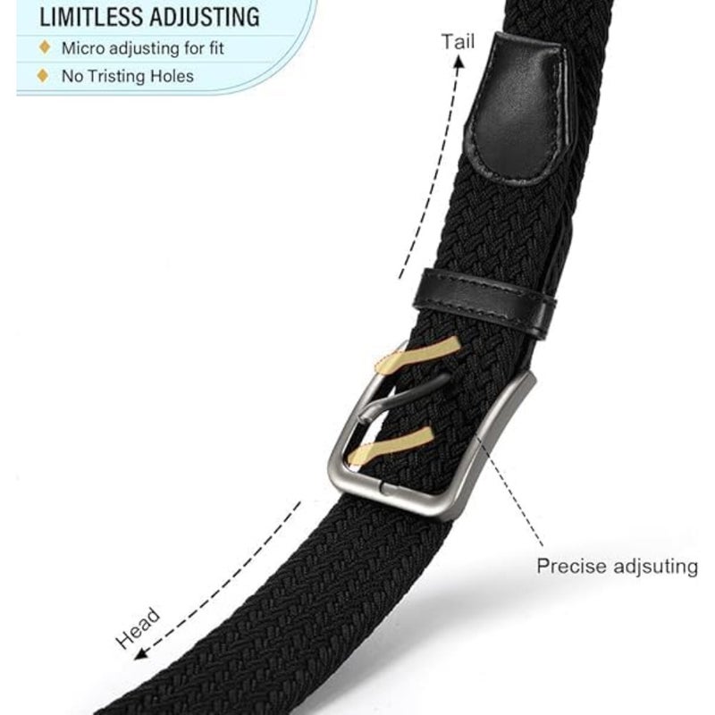 Braided Elastic Stretch Men Belt: 43.3" Long 1.375" Wide Casual Woven Solution for Golfers - Adjustable Comfort Fit for Jeans Pants Waist 30-36 Inch - Image 5