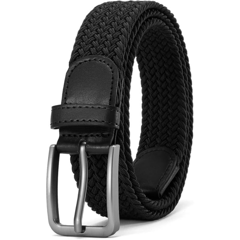 Braided Elastic Stretch Men Belt: 43.3" Long 1.375" Wide Casual Woven Solution for Golfers - Adjustable Comfort Fit for Jeans Pants Waist 30-36 Inch - Image 1
