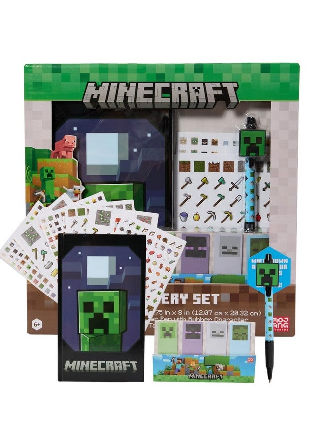 Innovative Designs Minecraft Stationery Set for Kids, Minecraft Journal, Stickers, Ballpoint Pen, Sticky Tabs, 60 Lined Pages - Image 1