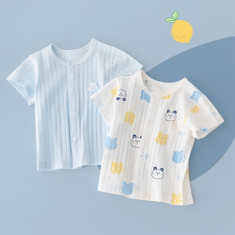 Baby''s short-sleeved T-shirt cotton baby boys'' one-piece top inner base children''s summer wear summer thin women''s - Image 2