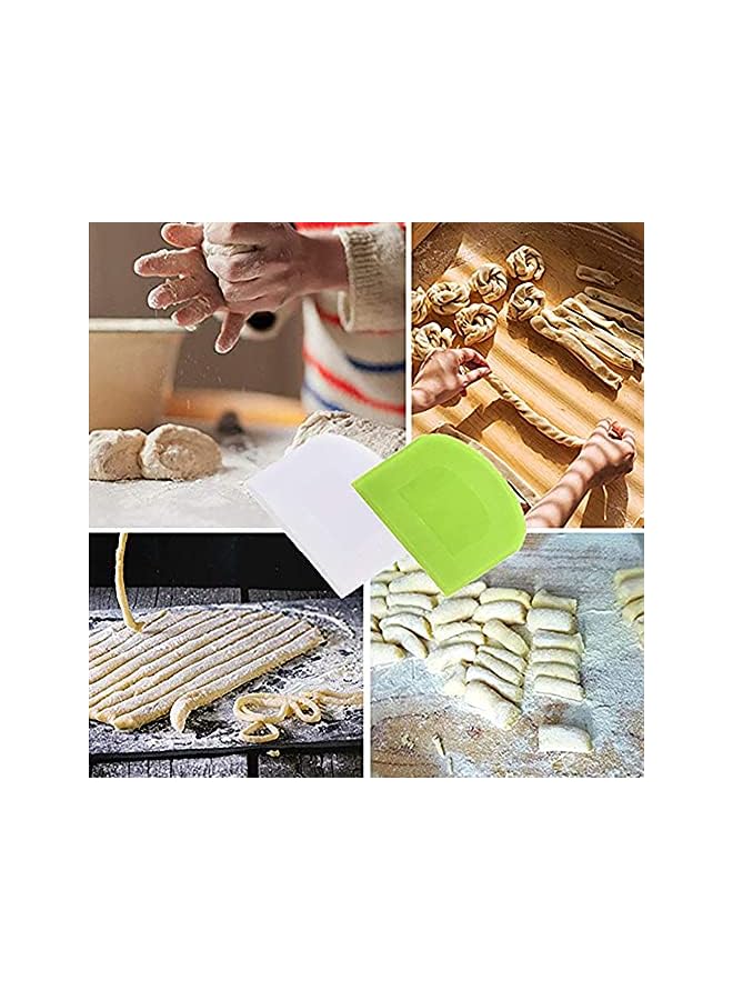 ORiTi 2 Pcs Plastic Dough Scraper Bowl Scraper Food-safe Dough Cutter Flexible Plastic Scraper Bench Scraper Multipurpose Food Scrappers for Dough, Bread, Cake, Cream, Fondant(White+Green) - Image 5