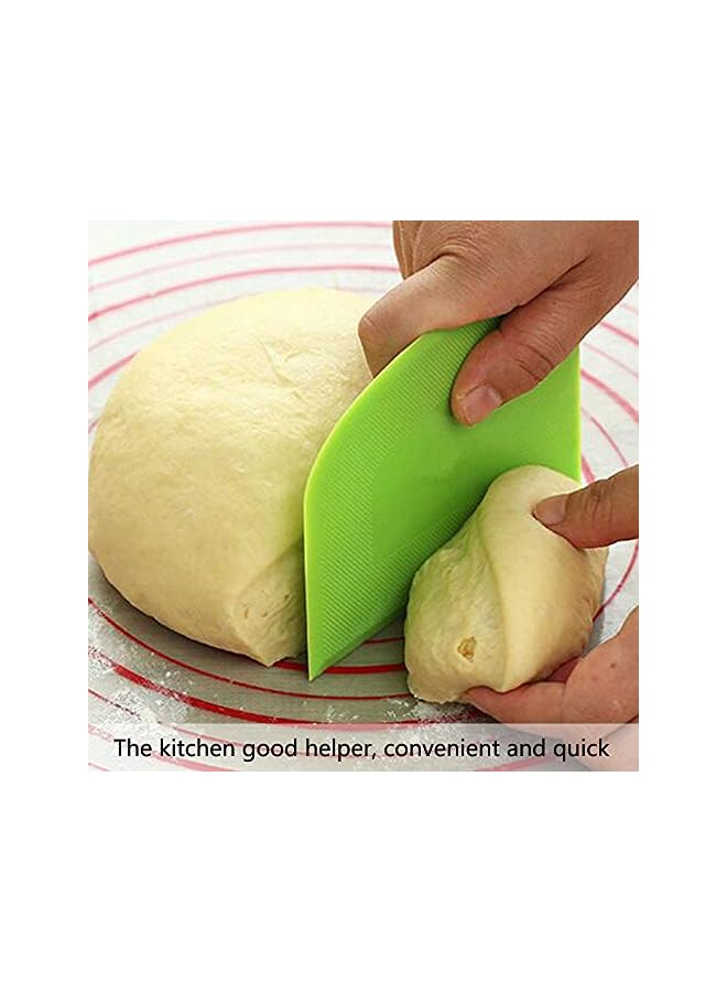 ORiTi 2 Pcs Plastic Dough Scraper Bowl Scraper Food-safe Dough Cutter Flexible Plastic Scraper Bench Scraper Multipurpose Food Scrappers for Dough, Bread, Cake, Cream, Fondant(White+Green) - Image 2