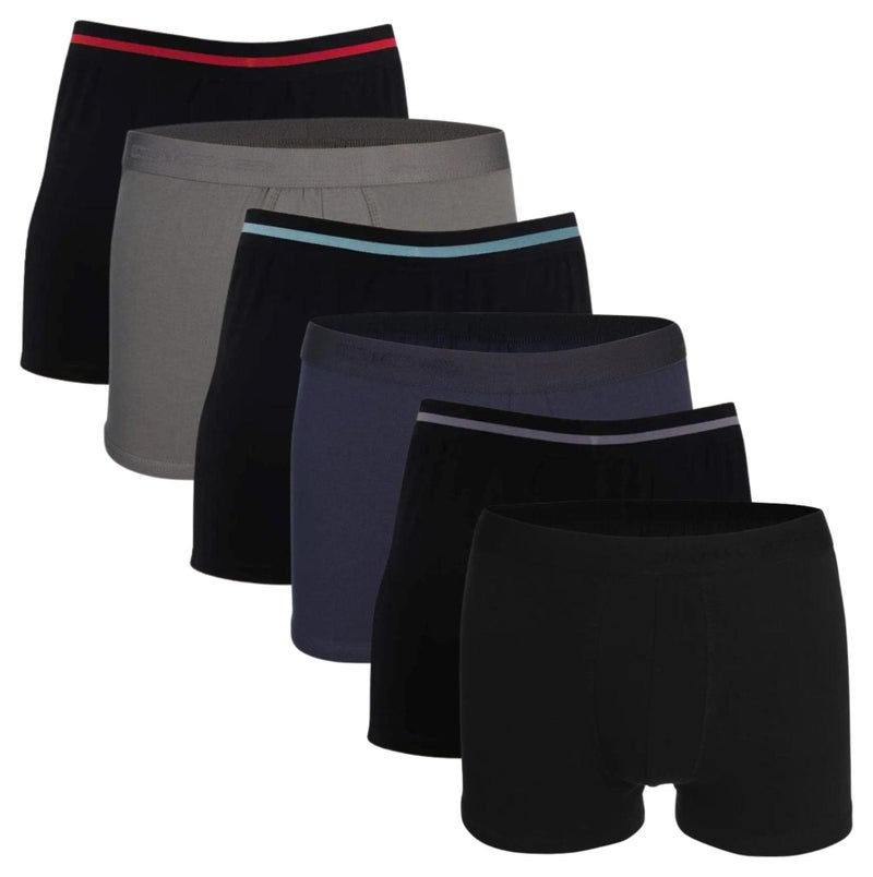 Dice Pack of 6 Plain Everyday Cotton Boxer Underwear for Men - Image 1