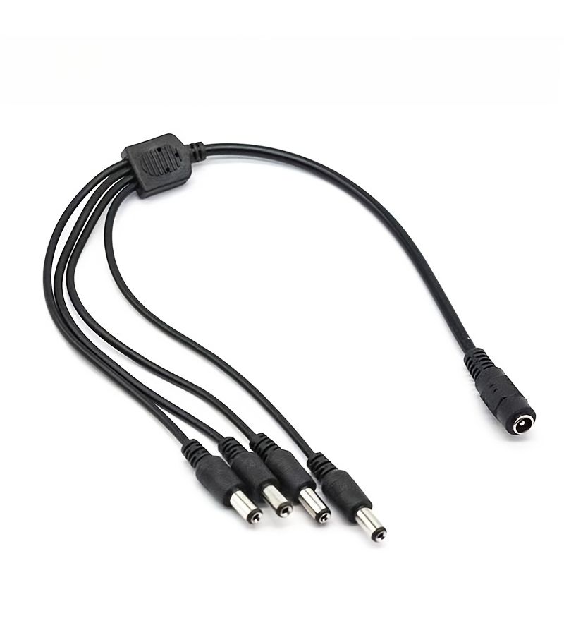 كابل طاقة مراقبة 4 في 1 مع فاصل تيار مستمر لكاميرات CCTV - أسود - Image 4