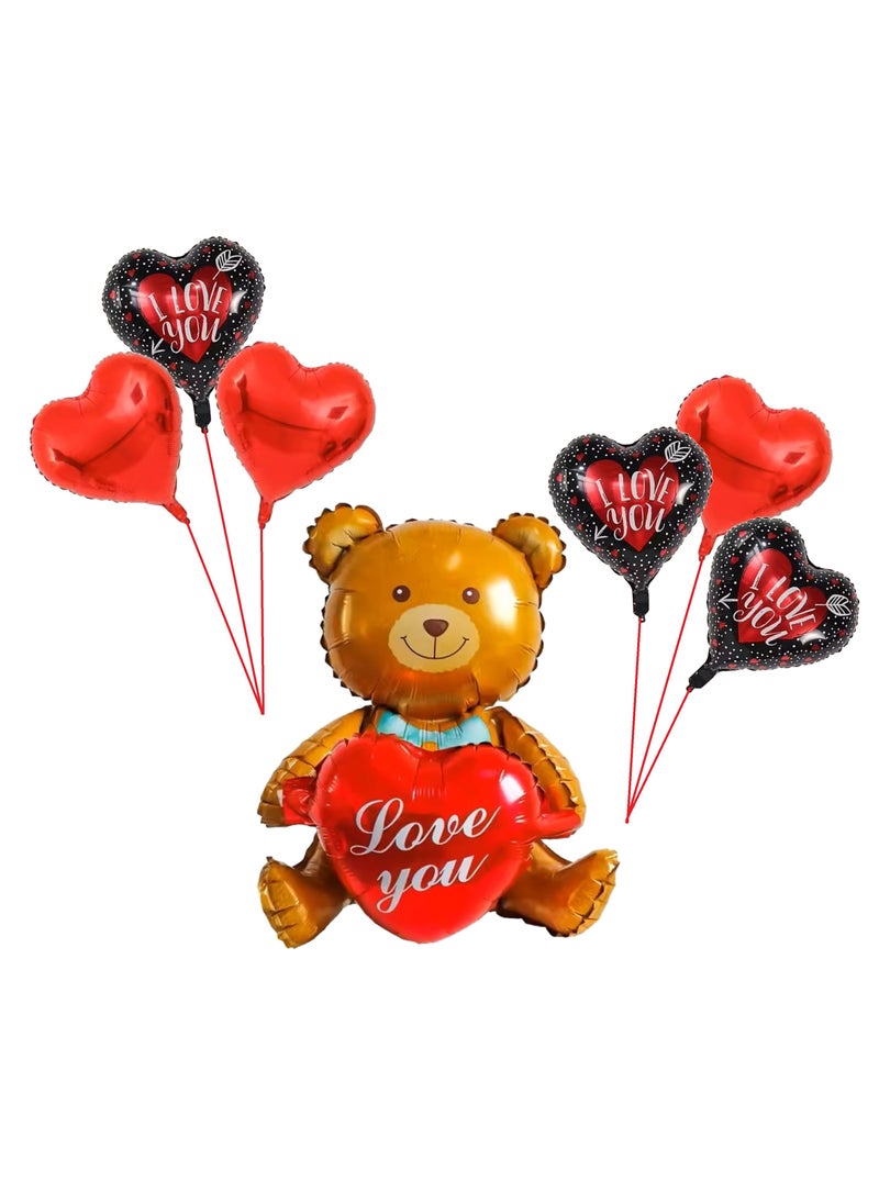 Boxwoods 7 Pieces Of Love You Printed Heart Shape Foil Balloon  - Image 1