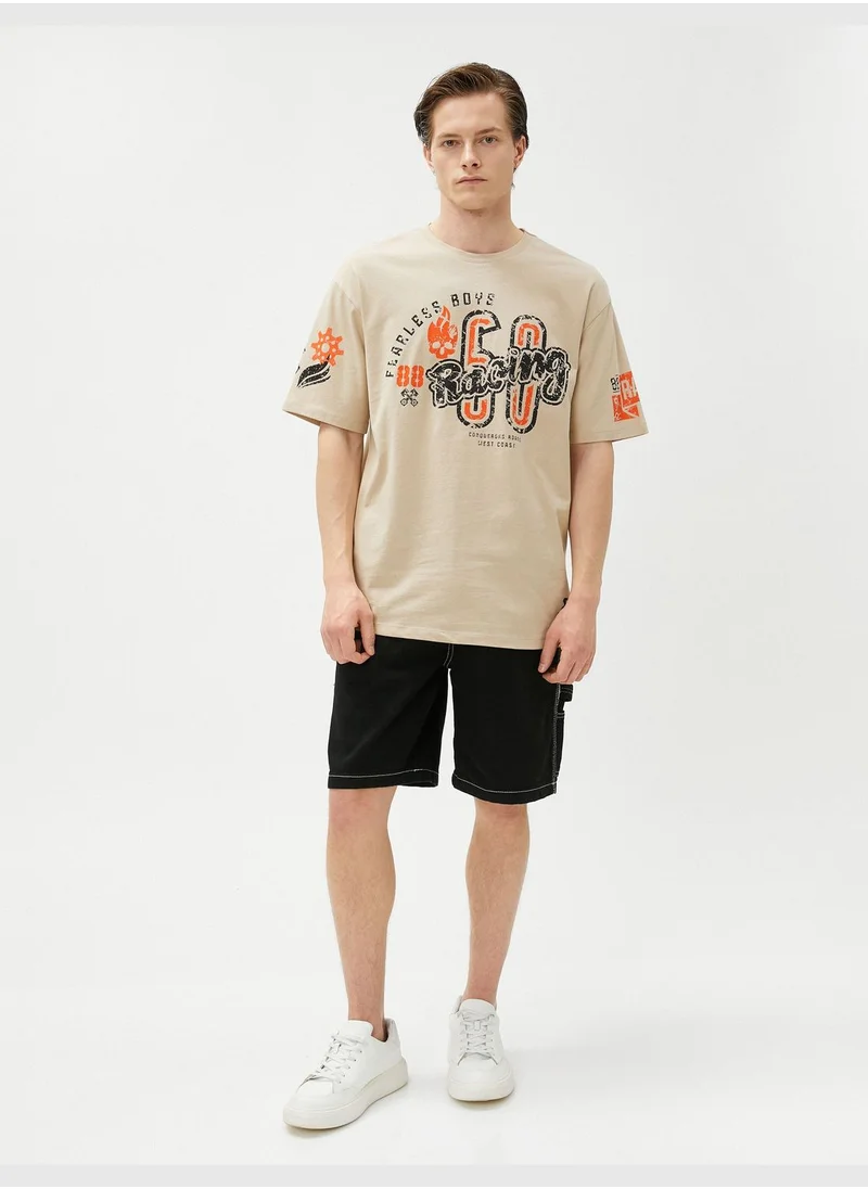 كوتون Oversized T-Shirt Printed Race Themed Crew Neck Cotton