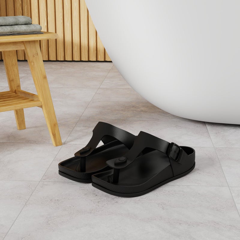 FUNKYMONKEY EVA Flip Flops Waterproof Adjustable Thong Sandals for Mens and Womens (6 M US, Black/Women) - Image 2