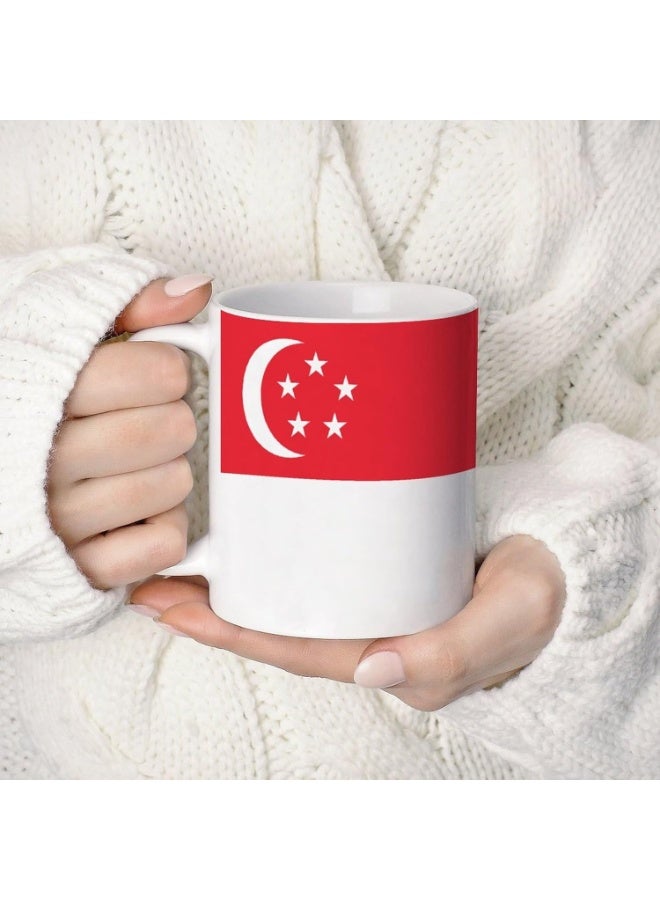 Singapore National Flag Ceramic Coffee Mug, 11 oz - Image 1