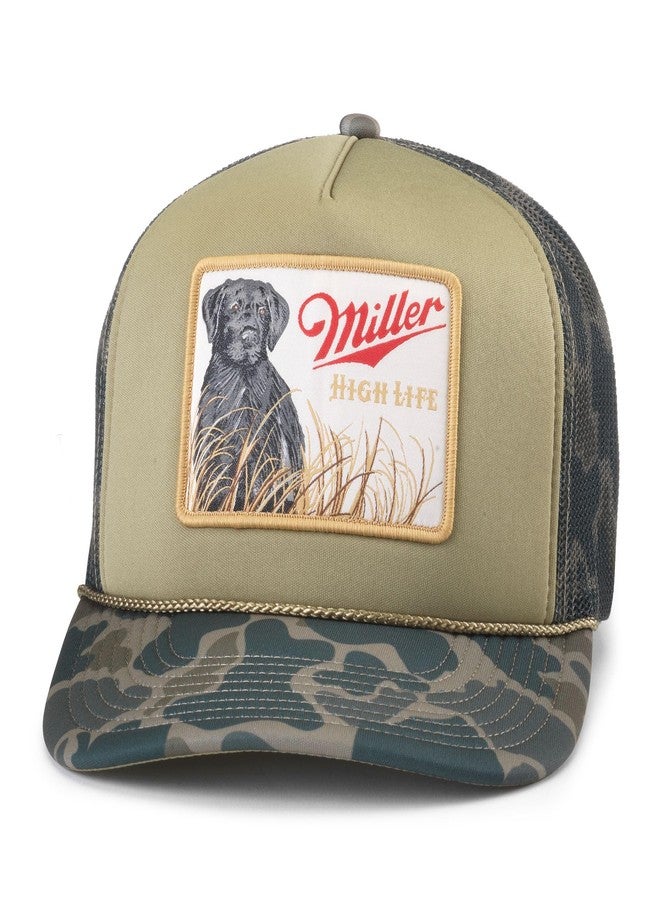 AMERICAN NEEDLE Miller High Life Beer Mallard Foamy Adjustable Snapback Baseball Hat, Olive (24011A-MHL-OLIV)