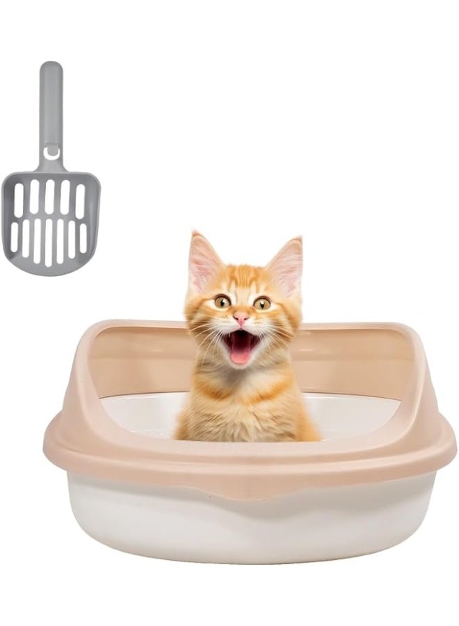 NNC PETS Semi-enclosed litter box with litter scoop, Anti-splashing, Suitable for medium-sized cat, Easy to clean and detachable fence, Open top high-sided litter box (37 cm L) - Image 1