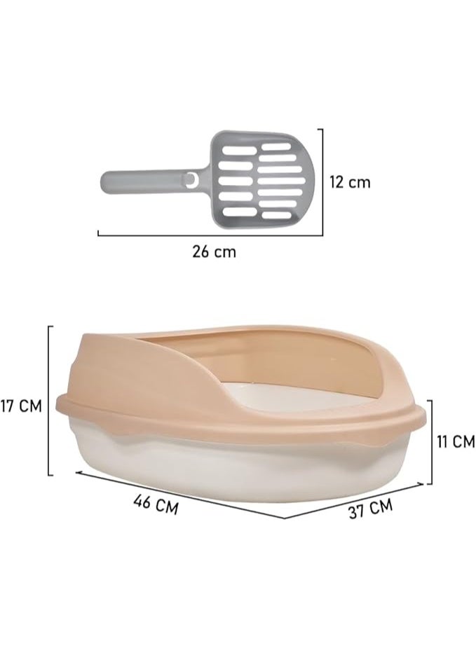 NNC PETS Semi-enclosed litter box with litter scoop, Anti-splashing, Suitable for medium-sized cat, Easy to clean and detachable fence, Open top high-sided litter box (37 cm L) - Image 2