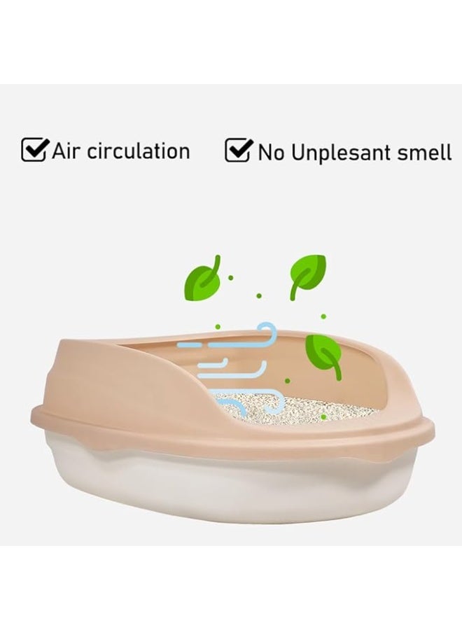 NNC PETS Semi-enclosed litter box with litter scoop, Anti-splashing, Suitable for medium-sized cat, Easy to clean and detachable fence, Open top high-sided litter box (37 cm L) - Image 3