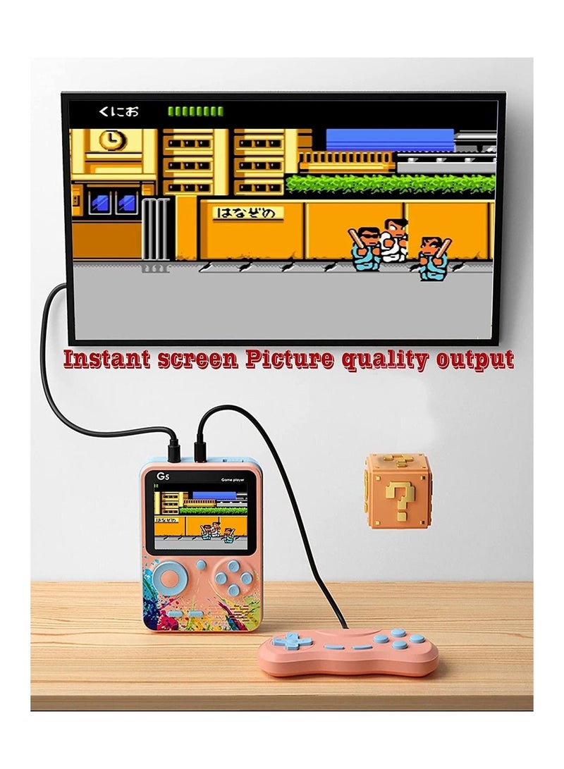 G5 Retro 3 inch Handheld Game Console Built-in 500 Classical FC Games Support for Connecting TV & Two Players(Blue) - Image 5