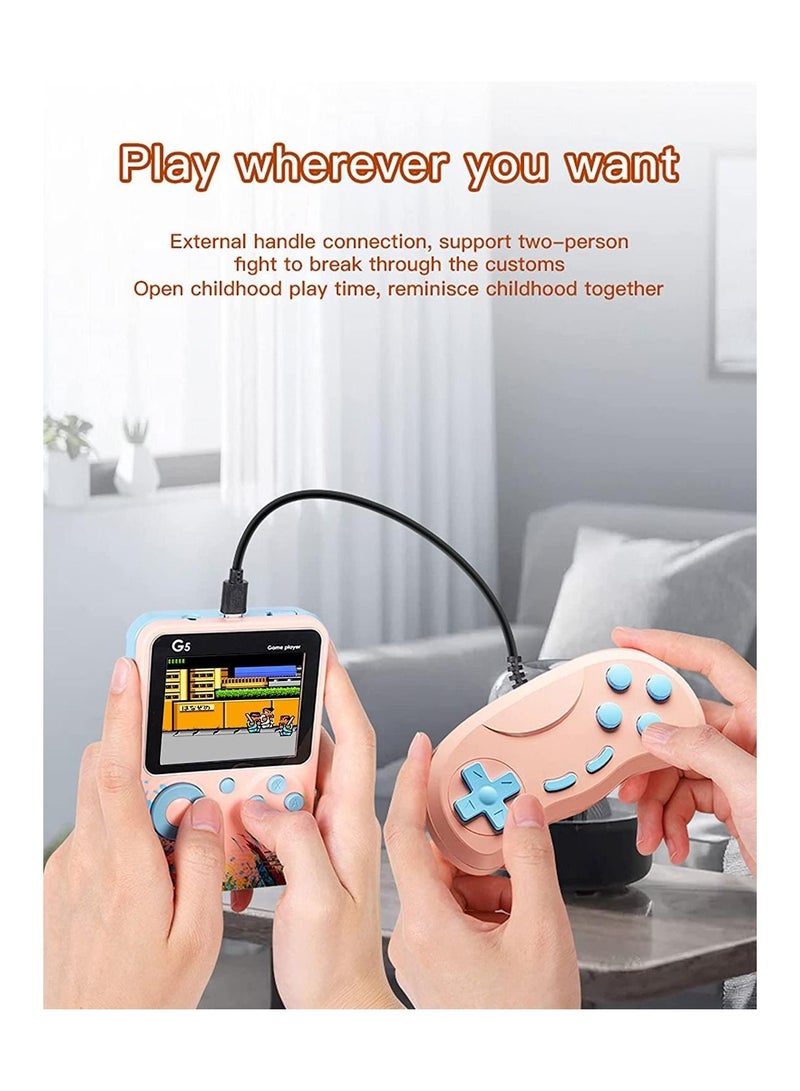 G5 Retro 3 inch Handheld Game Console Built-in 500 Classical FC Games Support for Connecting TV & Two Players(Blue) - Image 4