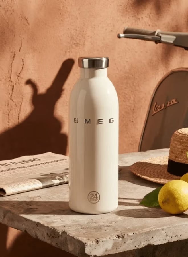 smeg زجاجة ماء حرارية من SMEG مصنوعة من الفولاذ المقاوم للصدأ - قارورة معزولة مانعة للتسرب - 500 مل. كريمة - Image 1