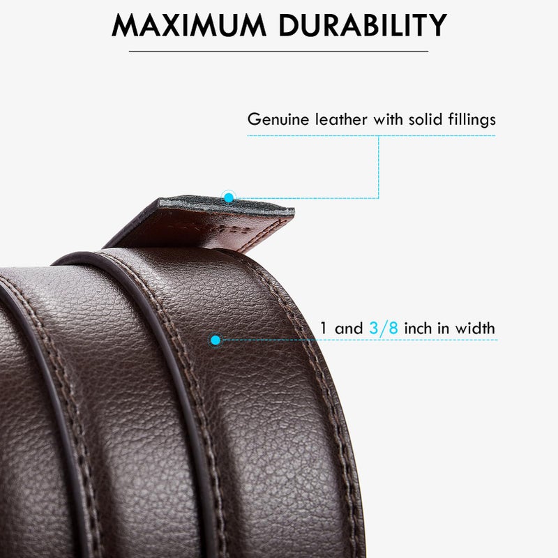 BOSTANTEN Mens Belt Leather Ratchet Belt For Men Dress and Casual with Adjustable Buckle, Trim to Fit - Image 4
