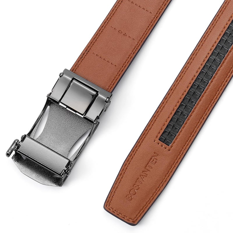 BOSTANTEN Mens Belt Leather Ratchet Belt For Men Dress and Casual with Adjustable Buckle, Trim to Fit - Image 5
