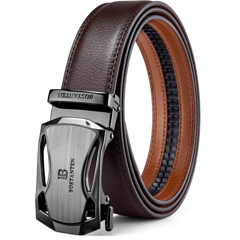 BOSTANTEN Mens Belt Leather Ratchet Belt For Men Dress and Casual with Adjustable Buckle, Trim to Fit - Image 1