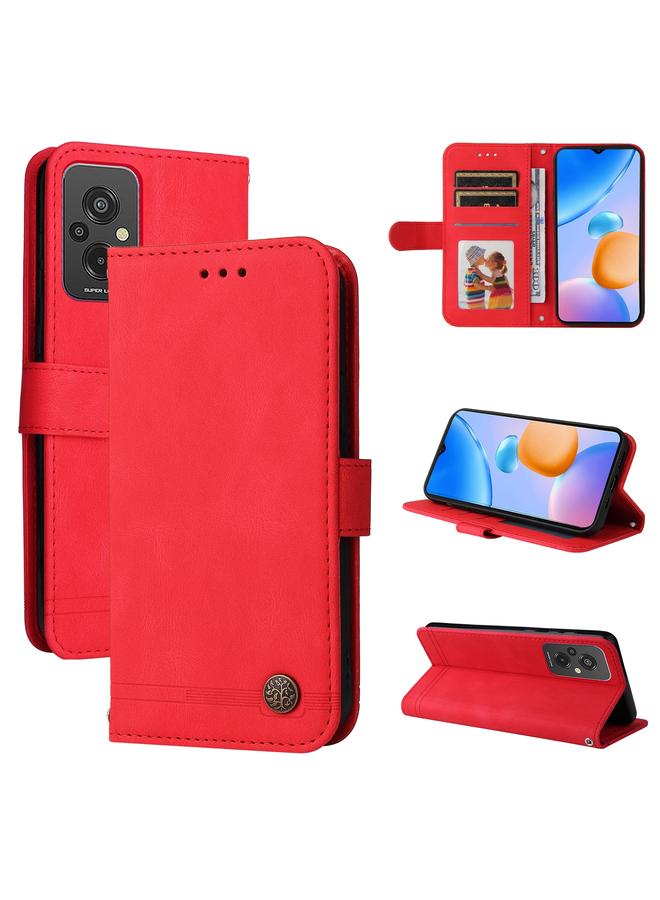 Case For Xiaomi Redmi 11 Prime 4G Skin Feel Life Tree Metal Button Leather Phone Case